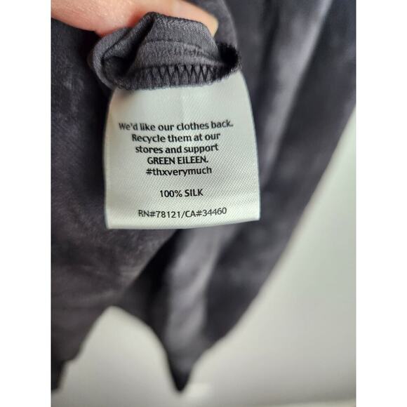 Eileen Fisher Silk Tunic black/gray Watercolor oversized sz M Lagenlook artsy - Picture 5 of 8